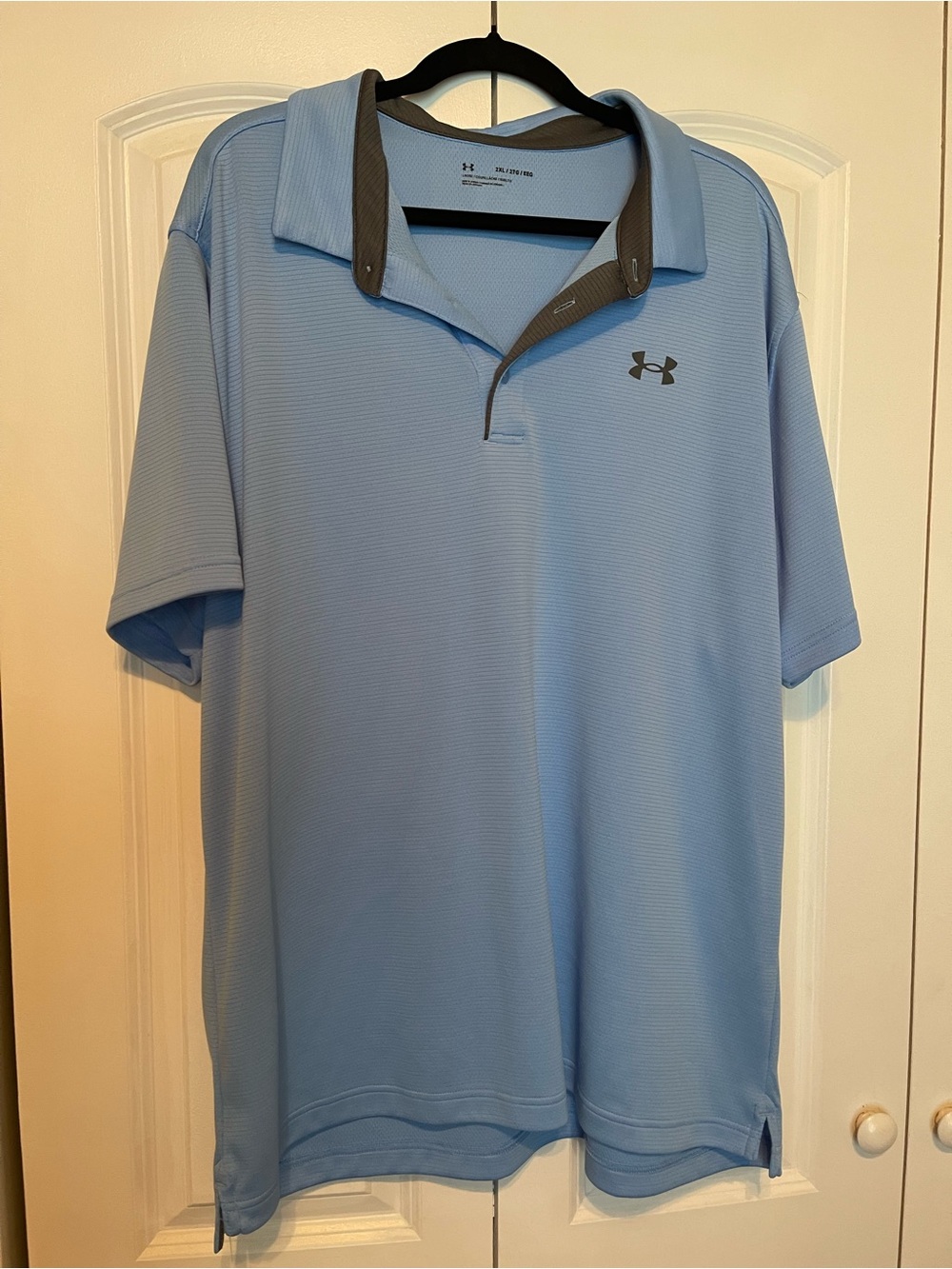Under Armour Men’s Light Blue Polo with Gray Trim